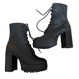Black platform combat boots